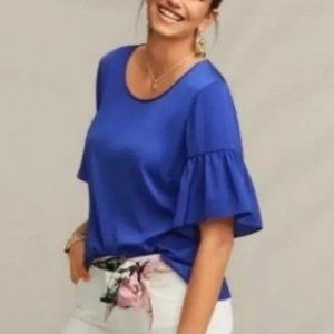 Cabi Rhyme Blouse Bright Blue Flutter Sleeve – Size Large. VGUC